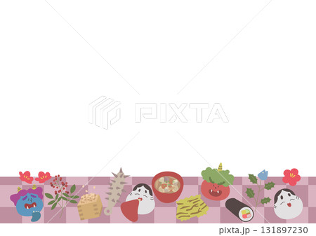 節分のイラスト 背景 フレーム 赤 節分のイラスト 背景 フレーム 赤 131897230