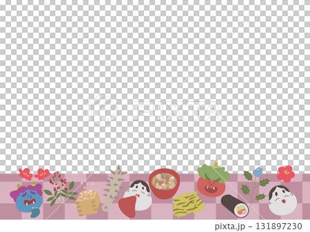 節分のイラスト 背景 フレーム 赤 節分のイラスト 背景 フレーム 赤 131897230