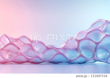 Abstract fluid shape with honeycomb pattern in soft purple and pink tones on a smooth surface Abstract fluid shape with honeycomb pattern in soft purple and pink tones on a smooth surface 131897316