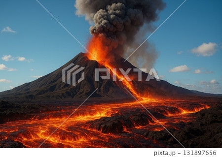 噴火する火山 噴火する火山 131897656