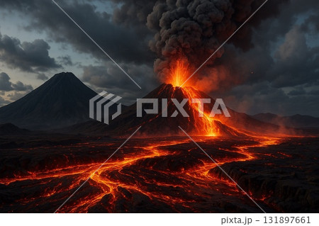 噴火する火山 噴火する火山 131897661
