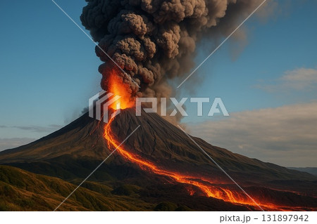噴火する火山 131897942