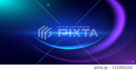 Futuristics geometric blue and purple curved technology on dark blue backgroung. 131898162