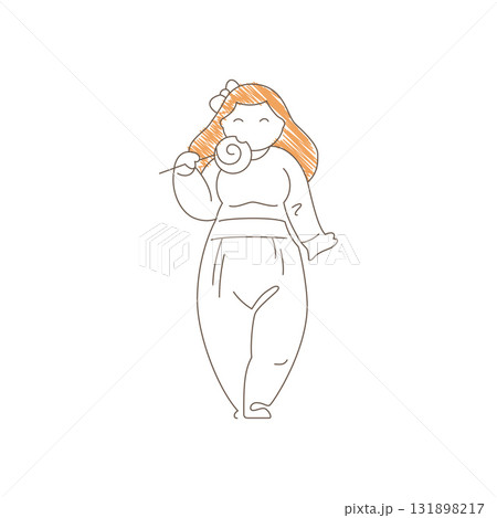Minimalist Line Art Girl Standing With Lollipop In Mouth Vector Illustration Minimalist Line Art Girl Standing With Lollipop In Mouth Vector Illustration 131898217