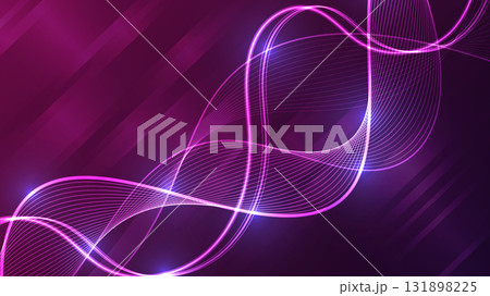 Futuristic Purple Vertical DNA Molecule Geometric Network Minimal Background. 131898225