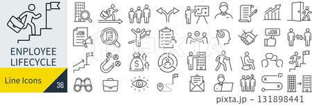 従業員のライフサイクルに関するアイコンセット 131898441