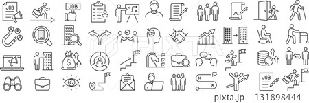 ベクターでモノクロの従業員のライフサイクルに関する線画アイコンセット ベクターでモノクロの従業員のライフサイクルに関する線画アイコンセット 131898444