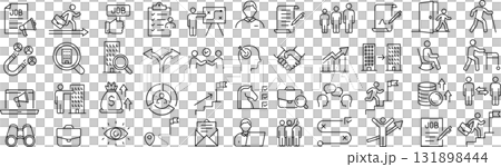 ベクターでモノクロの従業員のライフサイクルに関する線画アイコンセット ベクターでモノクロの従業員のライフサイクルに関する線画アイコンセット 131898444