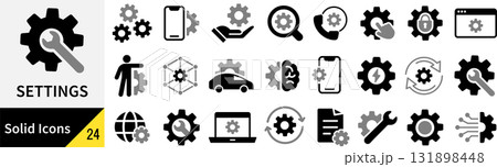 ベクターの設定に関するシルエットアイコンセット 131898448