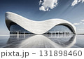 3d rendering of modern streamlined buildings and empty concrete floors 131898460