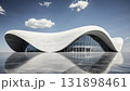 3d rendering of modern streamlined buildings and empty concrete floors 131898461