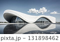 3d rendering of modern streamlined buildings and empty concrete floors 131898462