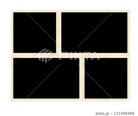 Template collage with four retro frame photos. Moodboard pictures album grid for scrapbooking. Vintage style mood board layout. Isolated on white background. Copy space for your text and photo Template collage with four retro frame photos. Moodboard pictures album grid for scrapbooking. Vintage style mood board layout. Isolated on white background. Copy space for your text and photo 131898466