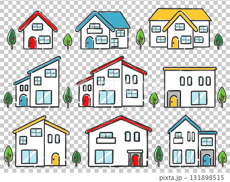 各種房屋插圖集向量 131898515