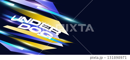Futuristic and Dynamic Sport Banner with Colorful Geometric Shapes and Glowing Light Effects. Background for Ads, Sport, Branding, Cover Design 131898971