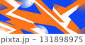 Abstract Background with Dynamic Blue and Orange Shapes, Halftone Style and Texture Effect. Template for Sport or Event Banner and Poster Design 131898975