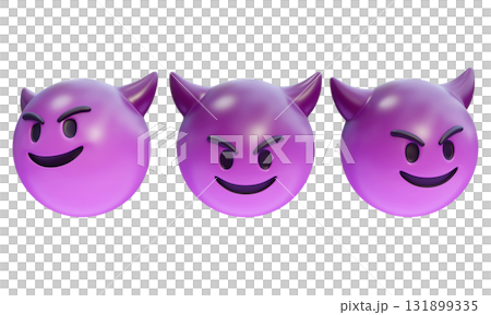 Mischievous Purple Devil Emoji Face 3D graphic Mischievous Purple Devil Emoji Face 3D graphic 131899335