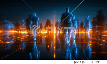 光と情報が交錯する未来の社会ビジュアル 光と情報が交錯する未来の社会ビジュアル 131899406