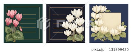 季節の花 10月 シクラメンの花デザインカード 131899420