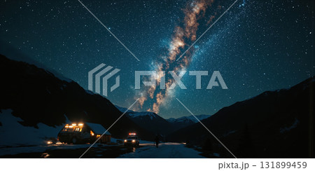 Indigenous Celestial Navigation Abstract visualization of traditional star wayfinding creating navigation mapping in trending cultural astronomy palette without human subjects. 131899459