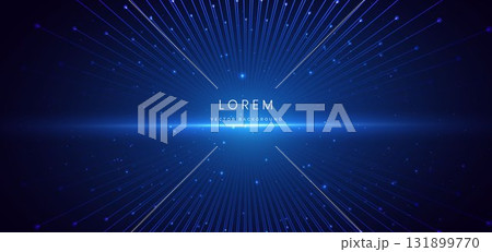 Hi speed blue light lines with lighting effect and sparkle on dark blue background. 131899770