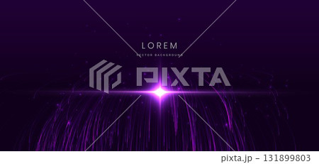 Pink and purple curve lines glowing with lighting effect sprakle on dark background. 131899803