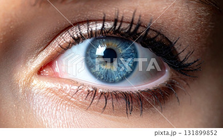 美しい青い瞳のクローズアップと繊細なまつげ4 美しい青い瞳のクローズアップと繊細なまつげ4 131899852
