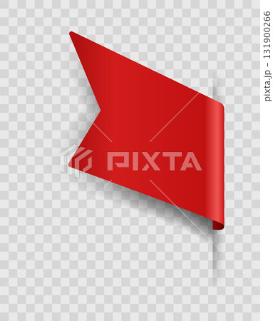 Corner or ribbons icon. Product red banner, price shopping tag. Promotion sale badge, special offer sticker. Discount and price offer concept. Vector sticker blank template 131900266