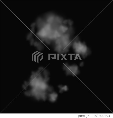 Texture of Gunshot Smoke Cloud Imposed on a Black Background, Creating an Atmosphere 131900293