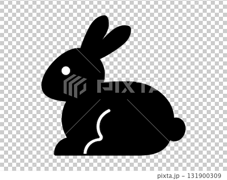 横向きのうさぎアイコン　モノトーン 131900309