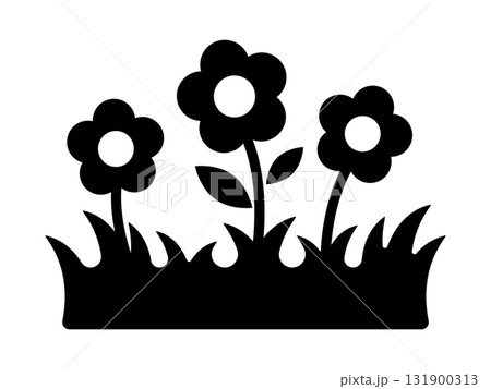 草花のアイコン　モノトーン 131900313
