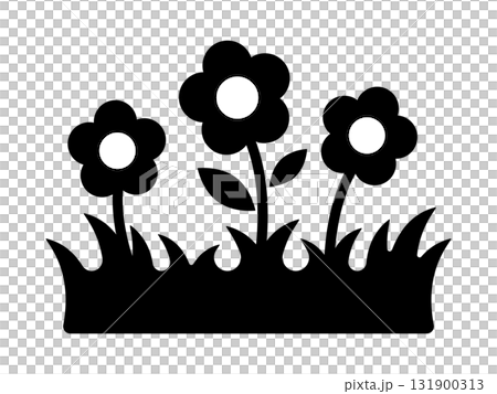 草花のアイコン　モノトーン 131900313