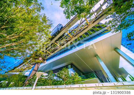 日本の東京都市景観　ブルーフロント芝浦やモノレールなどを望む 131900386