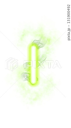 Glowing green vertical bar resembling neon indicator with smoke effect isolated on transparent background modern template mockup 131900492