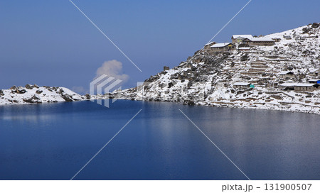 Small hotels at the holy Lake Gosainkunda, Nepal. Small hotels at the holy Lake Gosainkunda, Nepal. 131900507