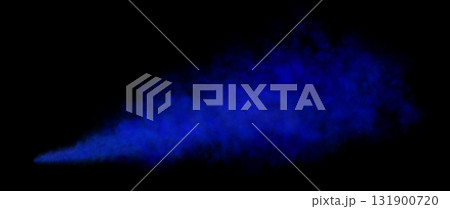 Blue glowing mist or magical smoke on transparent background, realistic fantasy vapor cloud template or gas fog mockup 131900720