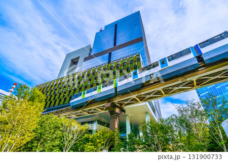 日本の東京都市景観　ブルーフロント芝浦やモノレールなどを望む 131900733