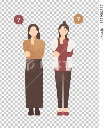 秋冬時尚女孩,擔心的朋友/同事站立全身向量插圖素材 秋冬時尚女孩,擔心的朋友/同事站立全身向量插圖素材 131900837