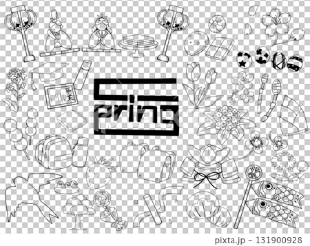 Spring material set line drawing Spring material set line drawing 131900928