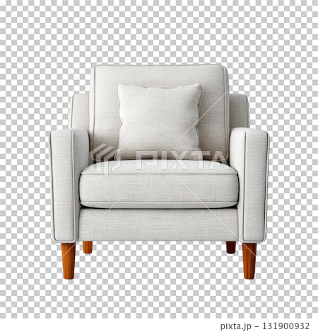 Cozy Beige Armchair with Soft Cushion and Wooden Legs for Comfortable Living Room Decor 131900932