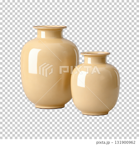 Elegant Ceramic Vases in Soft Beige Tones, Ideal for Home Decor and Contemporary Interior Design Accents 131900962