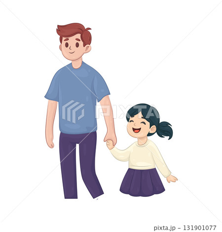 Illustration of father and daughter  131901077