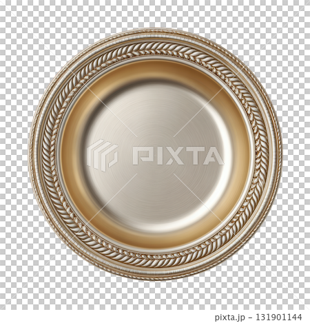 Elegant Silver Plate with Intricate Gold Edge Design for Table Decor and Fine Dining Settings 131901144