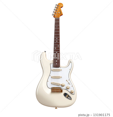 Classic electric guitar with a cream finish, six strings, and traditional design showcasing craftsmanship and style 131901175