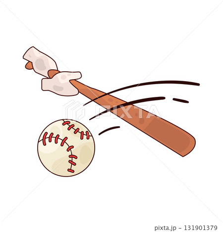 illustration of Baseball Bat and Ball 131901379