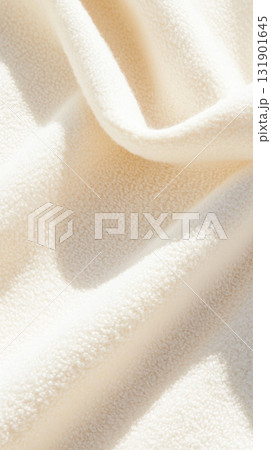 Soft cream fleece texture background for cozy and warm design projects 131901645