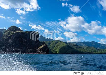 Cliffs along the coast between Taiohae and Hakaui, Nuku Hiva, French Polynesia 131901713