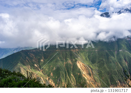 Lush green slopes of Colca Canyon, Peru Lush green slopes of Colca Canyon, Peru 131901717