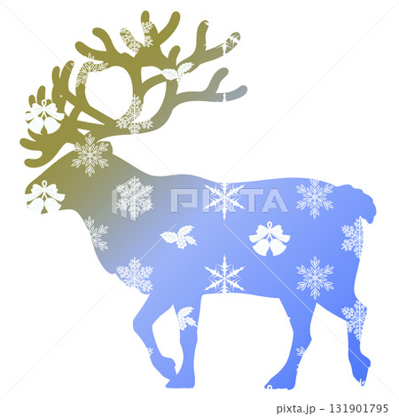 トナカイと雪の結晶のイラスト 131901795