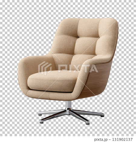 Elegant swivel chair design in neutral fabric, perfect for modern living spaces and stylish home decor 131902137